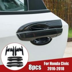 Carbon Fiber Style Handle Bowl Cover Trim Fit For Honda Civic 2016-2018