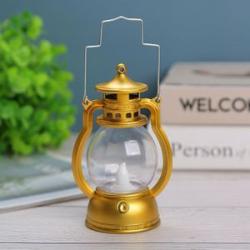 Rustic Flameless Lantern LED Oil Lamp Light For Reading Theatre Golden