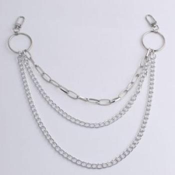 Punk Jeans Pant Chain Belt Hip Hop Chain Multi Layer Key Chain Silver