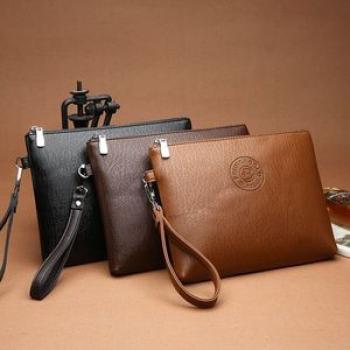 Casual Soft Pu Leather Mobile Phone Bag Large Capacity Men Clutch Bag