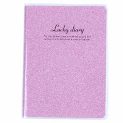 PVC Cover Pink Glitter Powder Decor Diary Memo Book Notepad