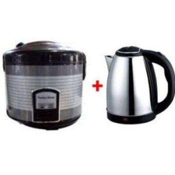 Durable Rice Cooker - 2 Litre Black + Electric Kettle