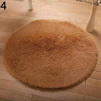 Home Decoration Bedroom Hall Pure Color Round Velvet-Khaki