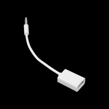 3.5mm Male AUX Audio Plug Jack To USB 2.0 Female-White