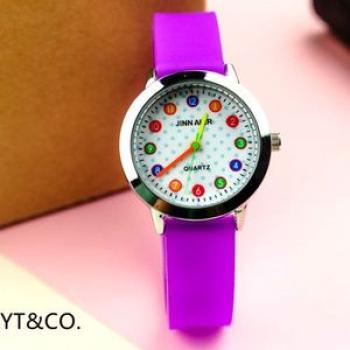 Silicone Strap Digital Quartz Children`s Watches Purple