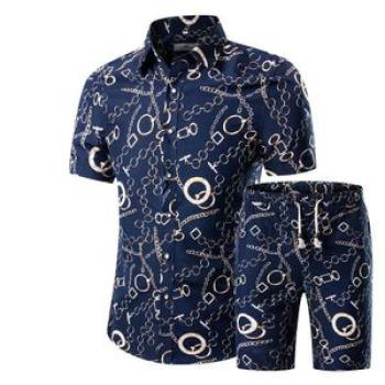 Men`s Casual Tracksuit Summer Suits Short Sleeve T-shirt & Pants 2 Piece