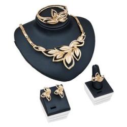 Women 18k Gold Plated Necklace Bracelet Earrings