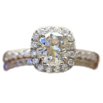 2Pcs/Set Luxury Engagement Wedding Rhinestone Ring - Silver
