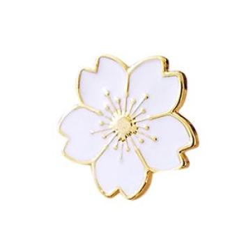 Flower Metal Brooch Pin Women Sweater Shirt-White