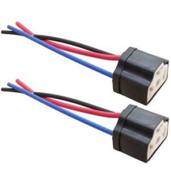 2Pcs H4 9003 Ceramic Wire Wiring Car Head Light Bulb Lamp-