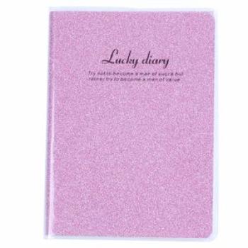 PVC Cover Pink Glitter Powder Decor Diary Memo Book Notepad 80 Sheets
