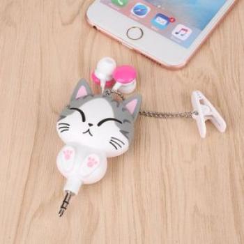 3.5 mm Wired Retractable In-Ear Headset Cartoon Cat Anime