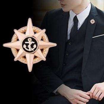 Anchor Star Brooch Pin Metal Pins And Brooches Men`s Suit Shirt Badge Collar