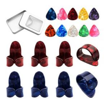 Guitar Picks Kit 10pcs Celluloid Picks + 6pcs Finger Picks