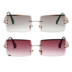 2x Women Rectangle Sunglasses UV400 Sunglasses Modern Glasses For