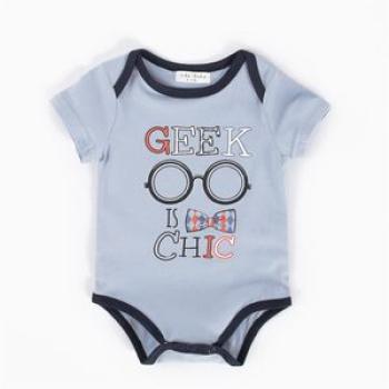Summer Uni  Various Printing Round Collar Short Sleeves Triangle Baby Romper-light blue-6-12 months