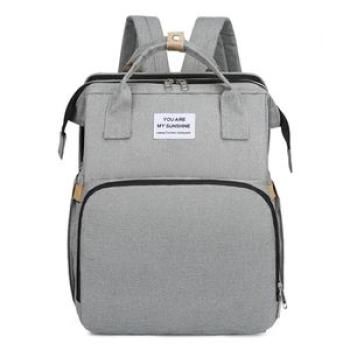 Bassinet Foldable Baby Bed And Diaper Backpack Bag - Grey