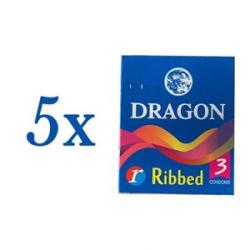 Ribbed Condoms 3Pcs x 5 Packs - Blue