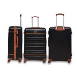 3pcs Plastic Traveling Bag Suitcase - Brown/Black