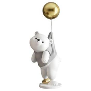 Modern Polar Bear Figurine Resin Statue For TV Stand Living Room Gray