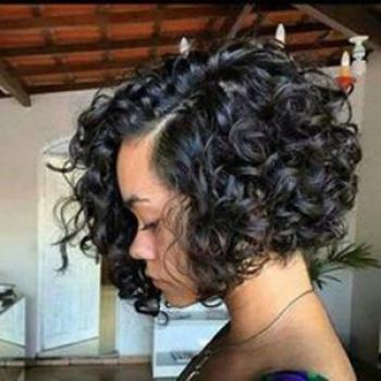 Women`s Shoulder Length Small Curly Bob