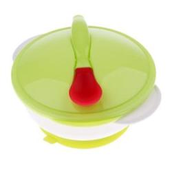 Baby Suction Bowl Temperature Colour Changing Spoon Feeding Green