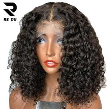 Short Deep Curly 13x6 Front Wigs Wet and Wavy Bob Wigs Hair Front Closure Hair Wig Kinky Curly