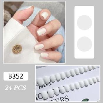 24PCS Matte White Press On Nails Sweet Style Wearable Full