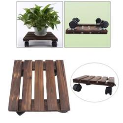 Wooden Plant Pot Mover Trolley Square Roller Planter Stand Pallet