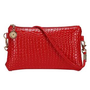 Women Fashion Shoulder Bag Tote Messenger Faux Leather-Red