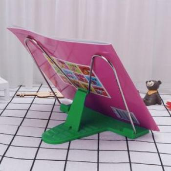 Adjustable Angle Metal Book Stand Fordable Portable Document Book-Reading Holder(Green)