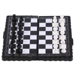 MT Portable Folding Magnetic Pocket Plastic Chess Chess Entertainment For Party-black+white
