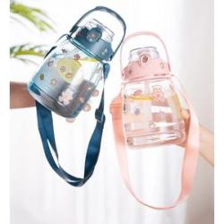 Water Bottle - Transparent/Blue + Water Bottle - Transparent/Pink
