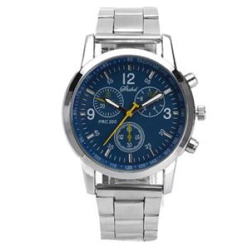 Round Analog  Sub-dials Decor Alloy Band - Blue