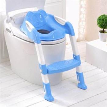 Kids Toilet Potty Trainer Seat Step Up Training Stool Chair Toddler With Ladder Blue