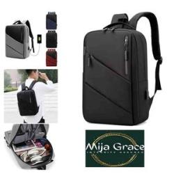 {MijaGrace} Smart Anti-Theft Laptop Backpack With USB Port - 15.6 Inches - Black
