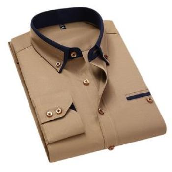 Shirts For Men Longsleeve Shirt Solid Mens Long Sleeve Shirt Dress Shirt Brown
