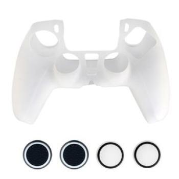 Silicone Case Skin Protective Cover For Sony   5 PS5 Controller White