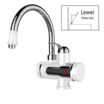 220V LED Display Electric Instant Heat Faucet Tap Hot Water Kitchen Sink 3000W Silver