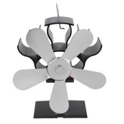 7.87` 1400RPM 250CFM 5 Stove Fan Fireplace Heat Powered Eco Friendly Silver