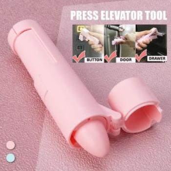 Portable Press Elevator Tool Non-contact Handheld Button Door Drawer Open Pink