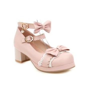 Lolita Girls Mary Janes Shoes Bowknot Princess Ruffles Japan Sweet Bride