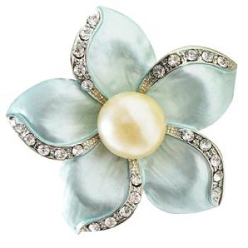 Elegant Enamel Rose Flower Brooch Corsage Collar Pin For Light Blue