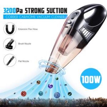 Car Handheld Vacuum Cleaner Set 100W 3200pa Strong Suction Portable With Cord 8 inches