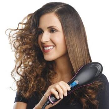 Hot Comb Straightener Electric Hand Hair Blow Dryer Brush Black