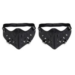 2x Gothic Rivets Half Face Mask Steampunk Mask Hip Hop Cosplay PU