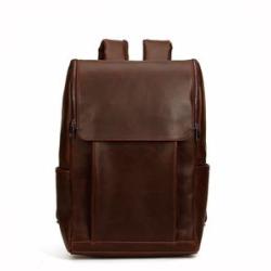 Leather Laptop Backpack -  Brown
