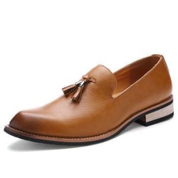 Men`s Pure Color Formal Shoes Stylish And Casual Leather Shoes Comfortable Breathe Freely - Brown