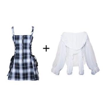 Y2k Aesthetic Dresses Sets Goth Fairy Grunge Alt Kpop Clothes shirt Dress