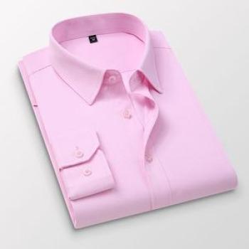 Men`s Long Sleeve High Quality Shirt Slim Fit Trendy Business Casual Shirt Pink